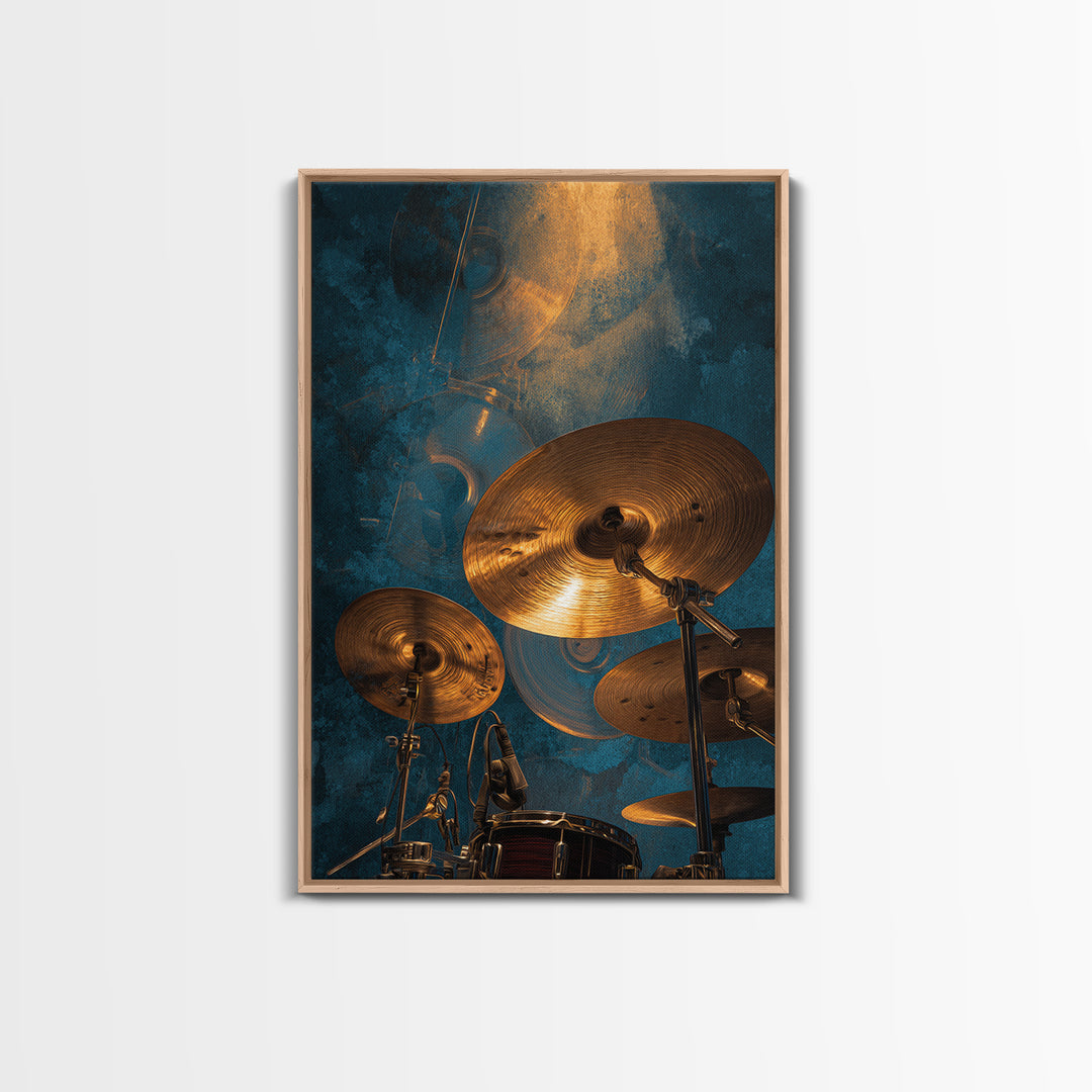 Gold Cymbal Closeup Framed Canvas Print, Music Studio Art, Neutral Decor, Studio Decor, Abstract Art, Rhythm, Wall Art, MSA-2x3-56