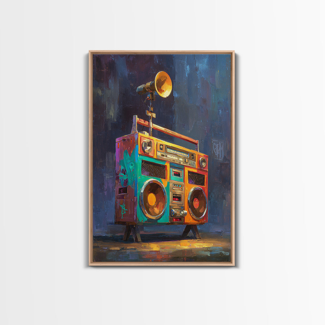 Hip Hop Boombox Framed Canvas Print, Music Studio Art, Music Poster, Studio Decor, Fine Art, Rhythm, Personalized Art, MSA-2x3-97