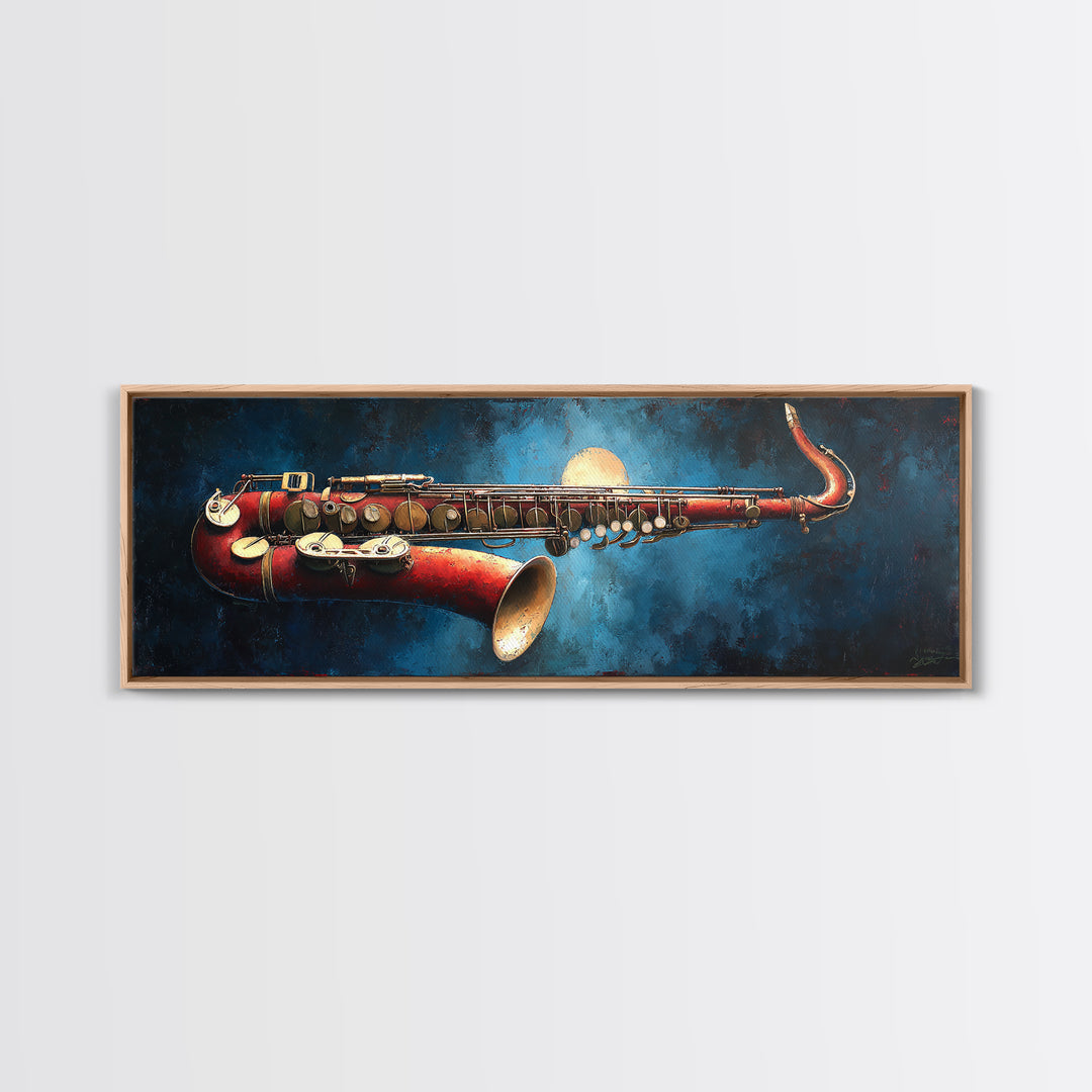 Jazz Saxophone with Smoky Blue Background Canvas Print, Music Studio Art, Wall Art Printable, Studio Decor, Fine Art, Rhythm, MSA-3x1-42
