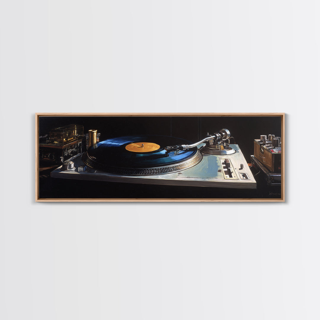 Vinyl Record and Turntable Still Life Canvas Print, Music Studio Art, Wall Decor, Studio Decor, Rhythm, Wall Art Printable, MSA-3x1-43