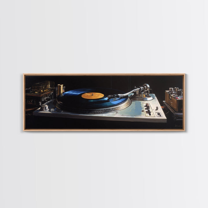 Vinyl Record and Turntable Still Life Canvas Print, Music Studio Art, Wall Decor, Studio Decor, Rhythm, Wall Art Printable, MSA-3x1-43