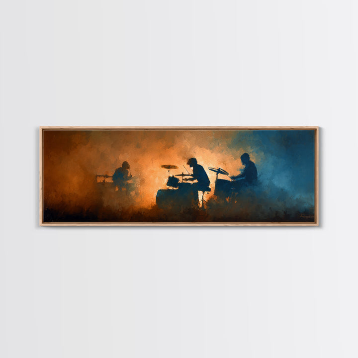 Drum Kit Silhouette Canvas Print, Music Studio Art, Digital Download Art, Studio Decor, Fine Art, Rhythm, Music Lover Gift, MSA-3x1-46