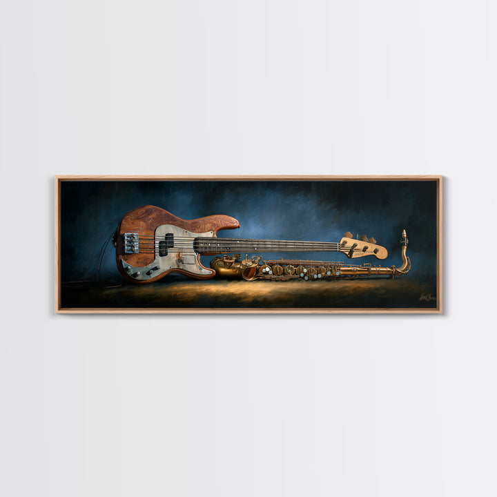 Bass Guitar Closeup Framed Canvas Print, Music Studio Art, Music Art, Studio Decor, Rhythm, Modern Decor, Fine Art Print, MSA-3x1-53