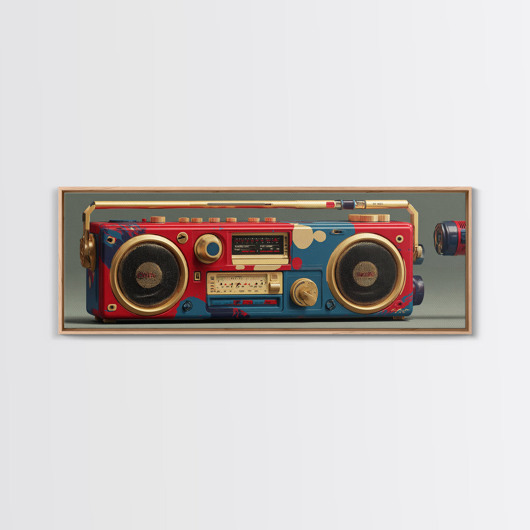 Hip Hop Boombox Framed Canvas Print, Music Studio Art, Man Cave Decor, Studio Decor, Fine Art, Rhythm, Fine Art Print, MSA-3x1-57