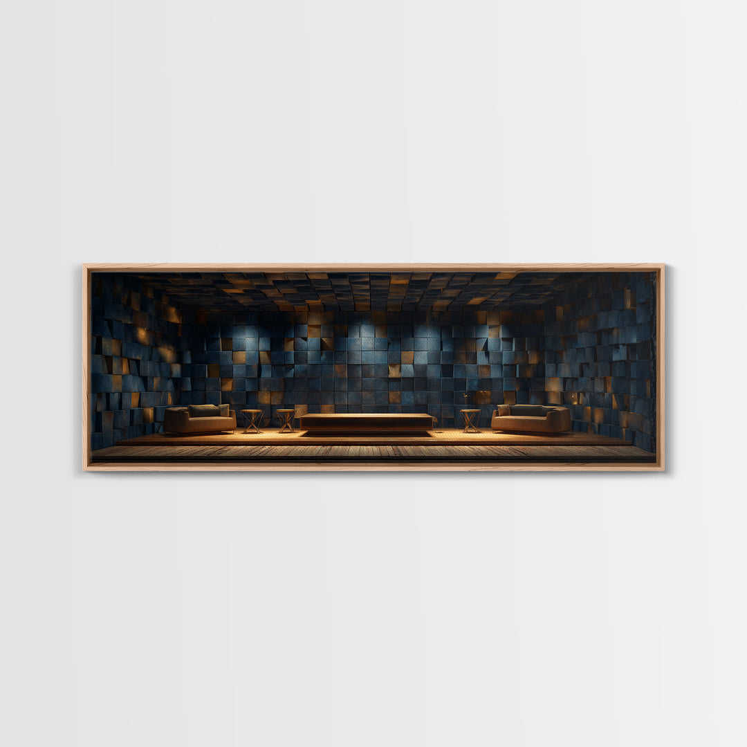 Soundproof Foam Pattern Transformed into Art Framed Canvas Print, Music Studio Art, Wall Art, Studio Decor, Fine Art, Rhythm, MSA-3x1-59