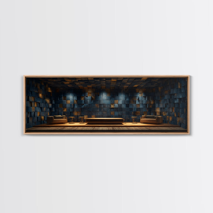 Soundproof Foam Pattern Transformed into Art Framed Canvas Print, Music Studio Art, Wall Art, Studio Decor, Fine Art, Rhythm, MSA-3x1-59