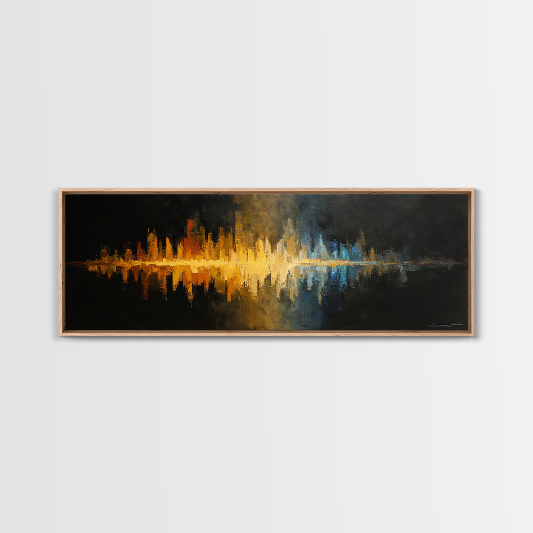 Abstract Sound Wave Framed Canvas Print, Music Studio Art, Contemporary Art, Studio Decor, Abstract Art, Rhythm, Music Poster, MSA-3x1-68