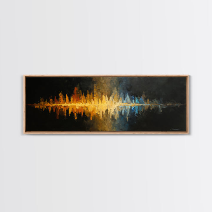 Abstract Sound Wave Framed Canvas Print, Music Studio Art, Contemporary Art, Studio Decor, Abstract Art, Rhythm, Music Poster, MSA-3x1-68
