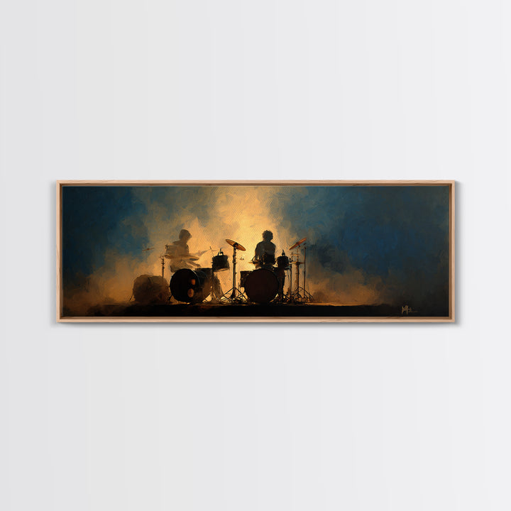 Drum Kit Silhouette Canvas Print, Music Studio Art, Music Posters, Studio Decor, Watercolor Art, Rhythm, Music Lover, MSA-3x1-94