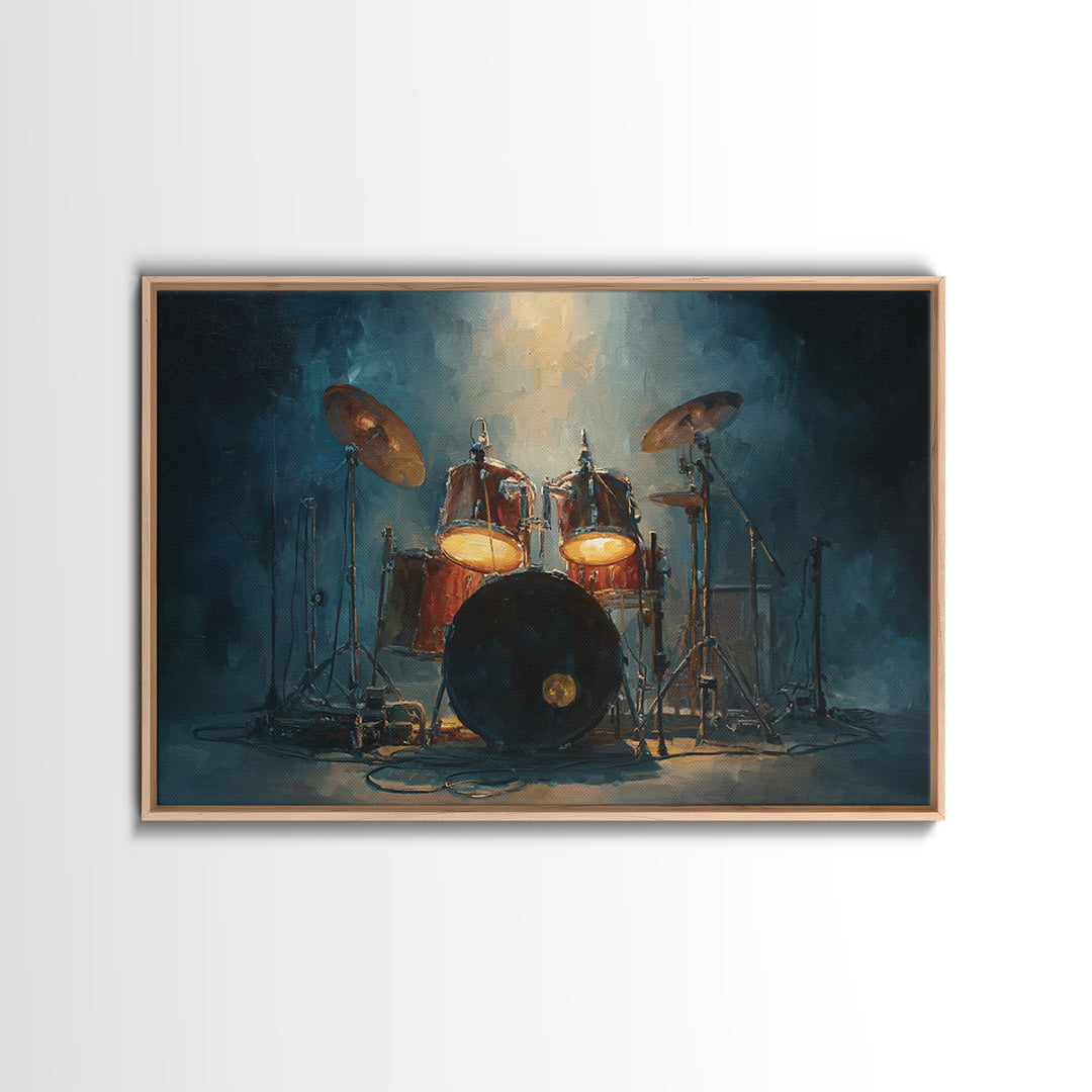 Drum Kit Silhouette Framed Canvas Print, Music Studio Art, Music Poster, Studio Decor, Fine Art, Rhythm, Personalized Art, MSA-3x2-10
