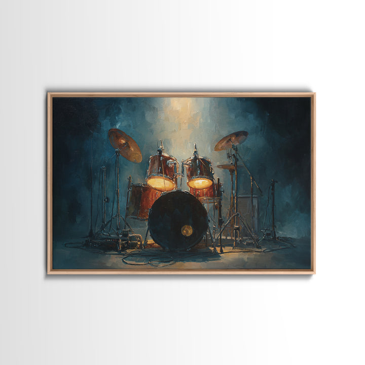 Drum Kit Silhouette Framed Canvas Print, Music Studio Art, Music Poster, Studio Decor, Fine Art, Rhythm, Personalized Art, MSA-3x2-10