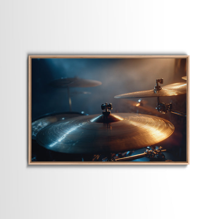 Gold Cymbal Closeup Framed Canvas Print, Music Studio Art, Fine Art Print, Studio Decor, Oil Painting, Rhythm, Wall Decor, MSA-3x2-100