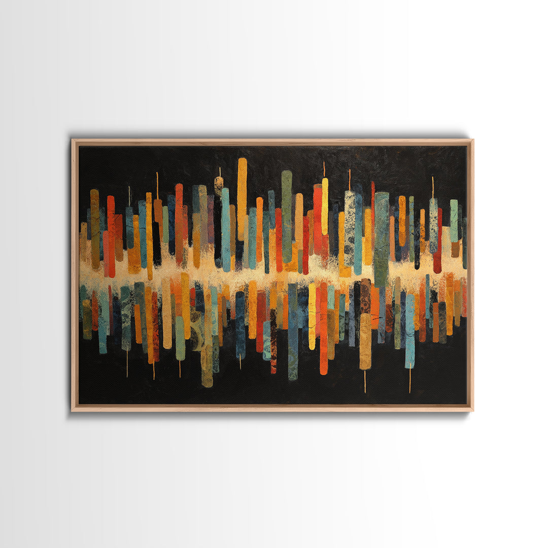 Abstract Rhythm Lines Like Painted Music Framed Canvas Print, Music Studio Art, Commission Painting, Studio Decor, Rhythm, MSA-3x2-27