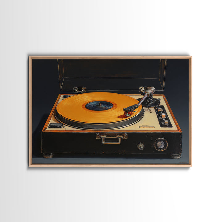 Vinyl Record and Turntable Still Life Framed Canvas Print, Music Studio Art, Personalized Art, Studio Decor, Fine Art, Rhythm, MSA-3x2-31