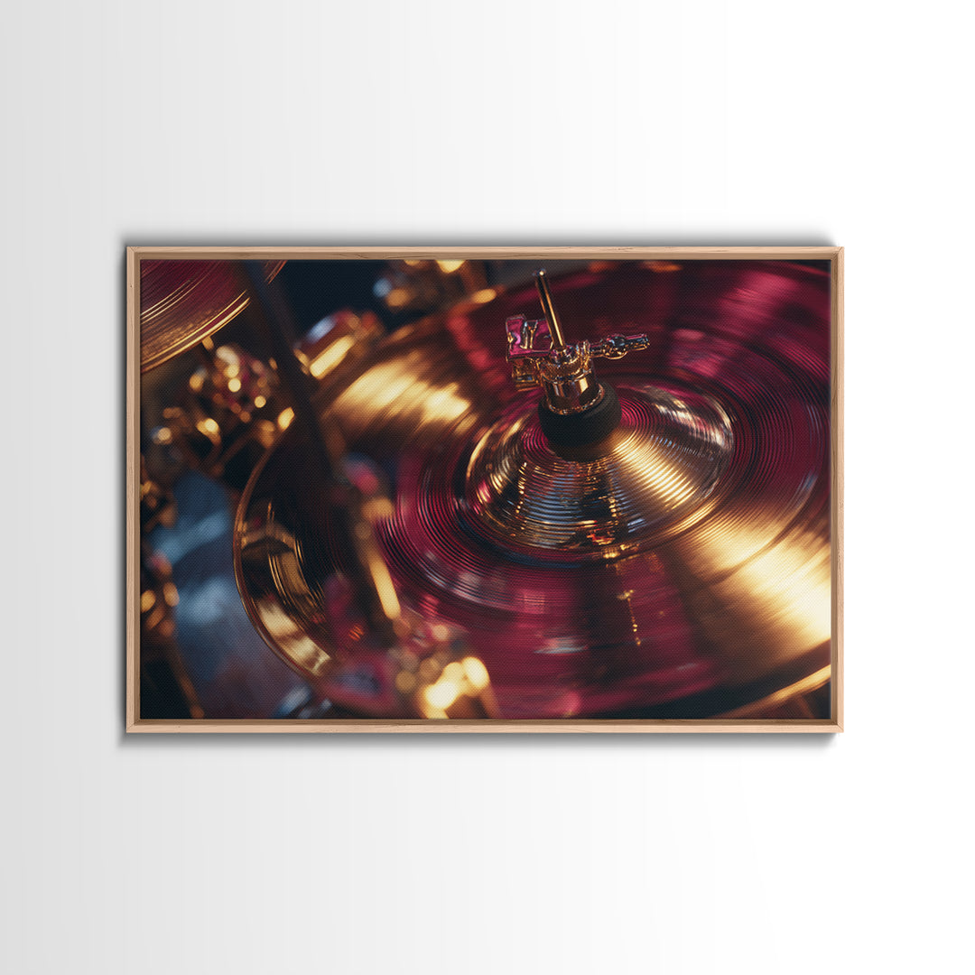 Gold Cymbal Closeup Canvas Print, Music Studio Art, Metal Wall Art, Studio Decor, Oil Painting, Rhythm, Music Posters, MSA-3x2-4
