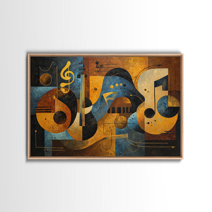 Musical Notes as Abstract Floating Shapes Without Canvas Print, Music Studio Art, Commission Painting, Studio Decor, Rhythm, MSA-3x2-40