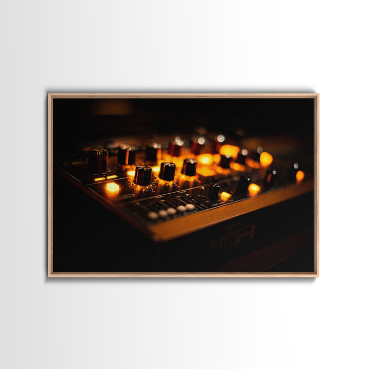 Synthesizer Knobs and Neon Reflections Canvas Print, Music Studio Art, Trendy Wall Art, Studio Decor, Fine Art, Rhythm, MSA-3x2-62
