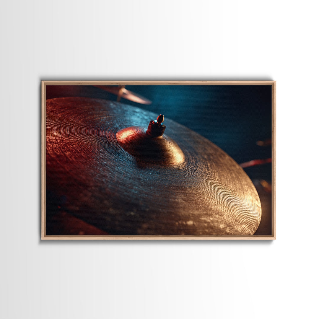 Gold Cymbal Closeup Canvas Print, Music Studio Art, Music Lover Gift, Studio Decor, Watercolor Art, Rhythm, Textured Painting, MSA-3x2-76
