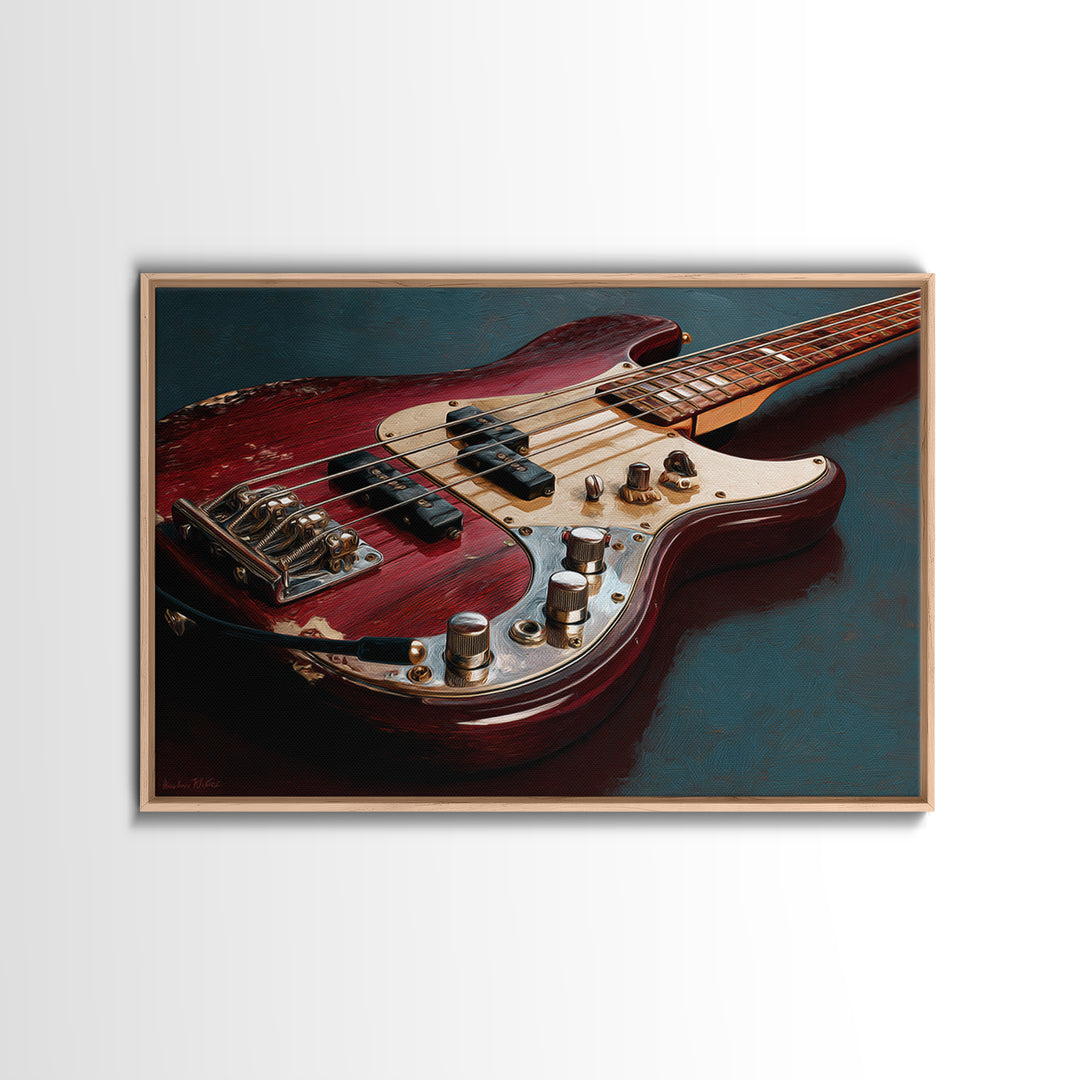 Bass Guitar Closeup Canvas Print, Music Studio Art, Music Lover Gift, Studio Decor, Oil Painting, Rhythm, Textured Painting, MSA-3x2-89