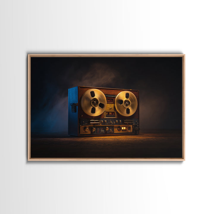 Recording Tape Reel Framed Canvas Print, Music Studio Art, Commission Painting, Studio Decor, Fine Art, Rhythm, Neutral Decor, MSA-3x2-90