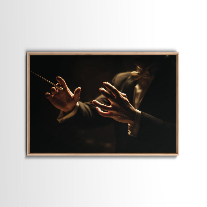 Orchestra Conductor Hands Framed Canvas Print, Music Studio Art, Art Print, Studio Decor, Fine Art, Rhythm, Digital Wall Art, MSA-3x2-96