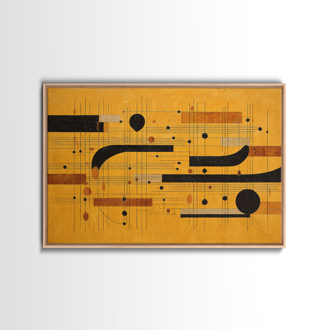 Abstract Rhythm Lines Like Painted Music Framed Canvas Print, Music Studio Art, Minimalist Decor, Studio Decor, Abstract Art, MSA-3x2-99