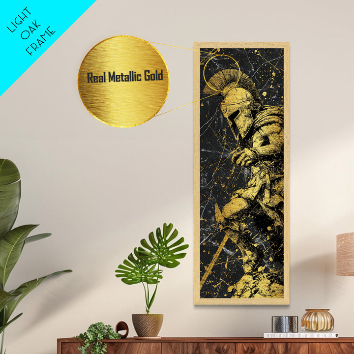 Spartan Warrior Metallic Gold Wall Art, Brushed Gold Aluminum Art, Gift For Him, Husband Man Cave Wall Art