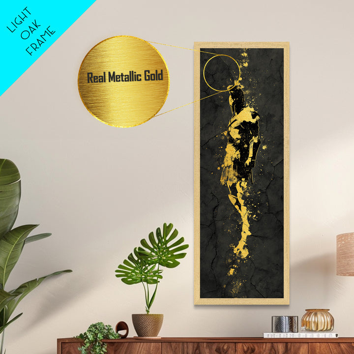 Greek Spartan Warrior Silhouette, Metallic Gold Metal Print, Ancient Warrior Helmet Wall Art, Real Wood Frame Decor