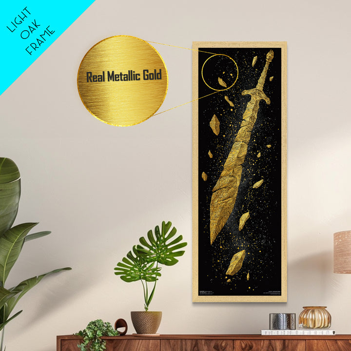 Broken Golden Sword, Spartan Wall Art, Roman Sword Art, Metallic Gold Wall Art, Golden Metallic Man Cave Decor, Office Decor For Him