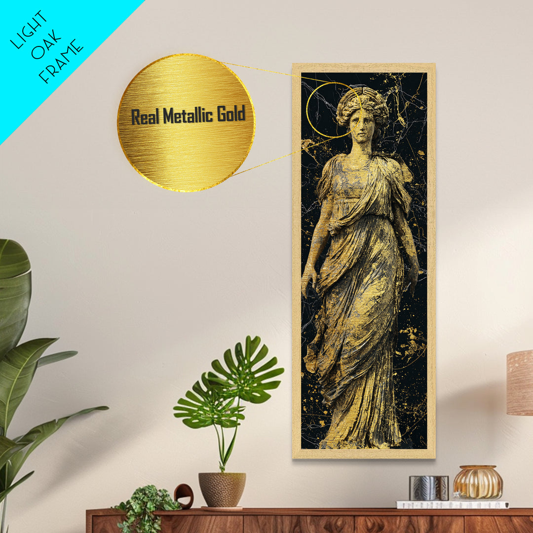 Helen Of Troy Metallic Gold Art, Greek Goddess Wall Print, Classical Mythology Decor, Real Wood Framed Gold Artwork