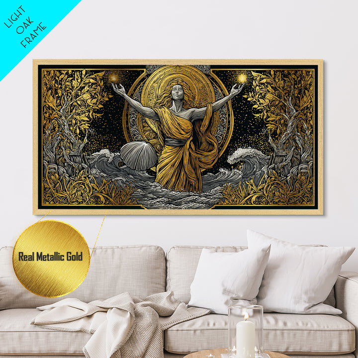 Aphrodite Goddess Of Love And Beauty, Metallic Gold Metal Print, Elegant Greek Mythology Wall Art, Luxury Classic Home Decor