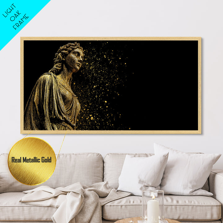 Helen of Troy Metallic Gold Art, Ancient Greek Mythology Figure, Elegant Classical Portrait, Legendary Beauty Wall Decor
