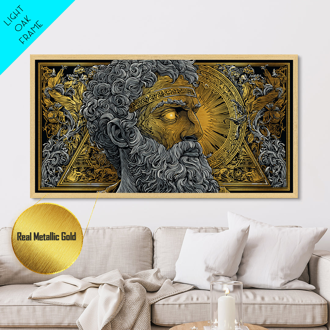 Pythagoras Greek Philosopher Metallic Gold Metal Print, Ancient Wisdom Wall Art, Real Wood Frame, Intellectual Gift