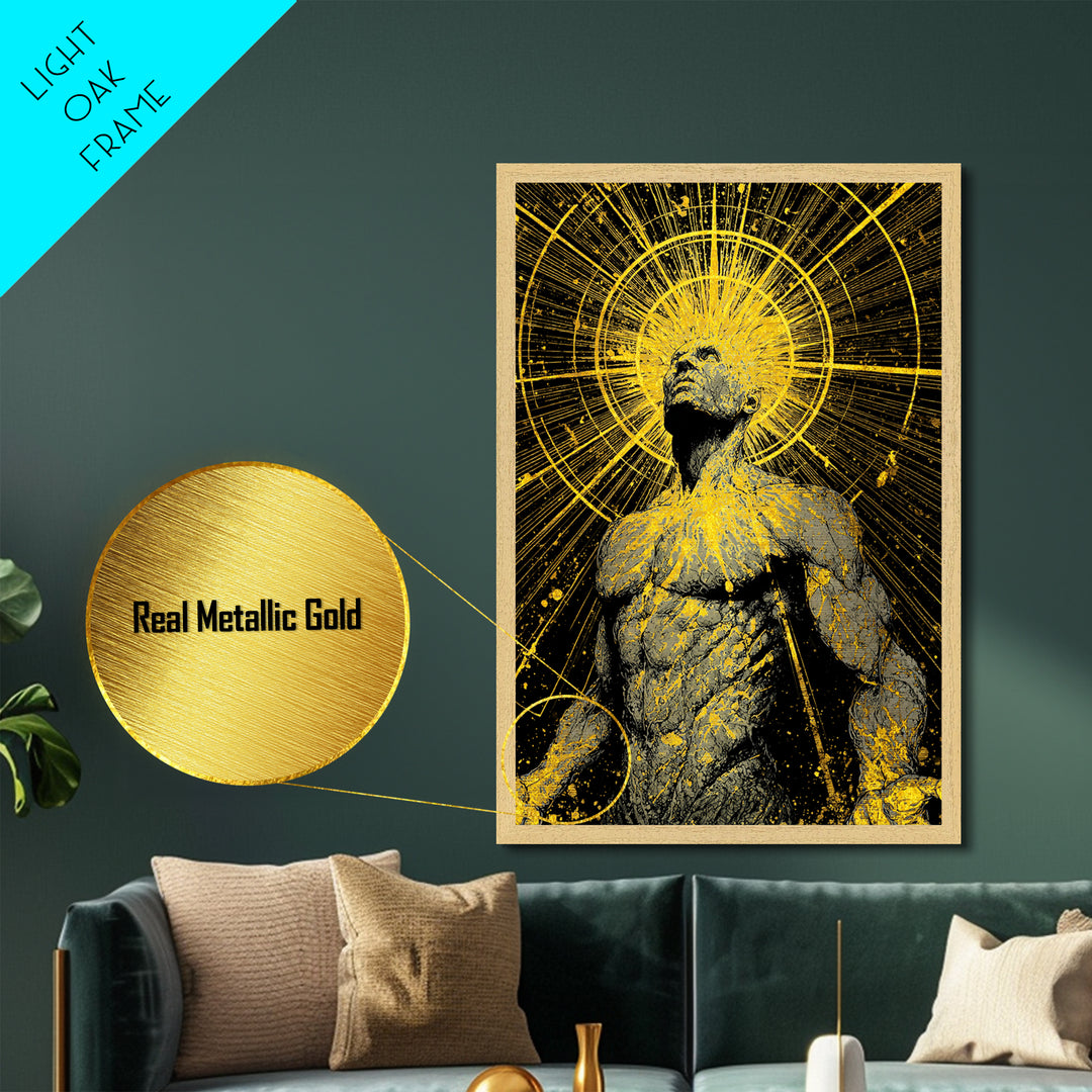 Ancient Greek Goddess Hera Mosaic, Mythology Throne Metallic Gold Art, Timeless Goddess Wall Print, Real Wood Frame