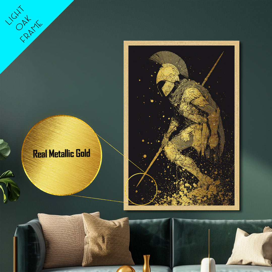 Medusa Head Metallic Gold Metal Print, Mythological Serpent Hair Art, Ancient Creature Wall Decor, Classical Fantasy Artwork Frame