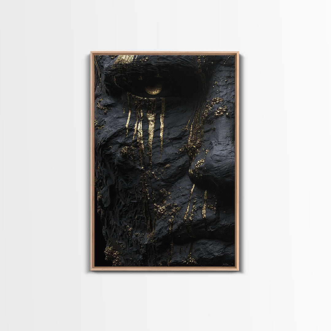Viking God Odin Canvas Gold Art, Norse Mythology Inspired Canvas Print, Real Wood Frame, Powerful Nordic Warrior Wall Decor