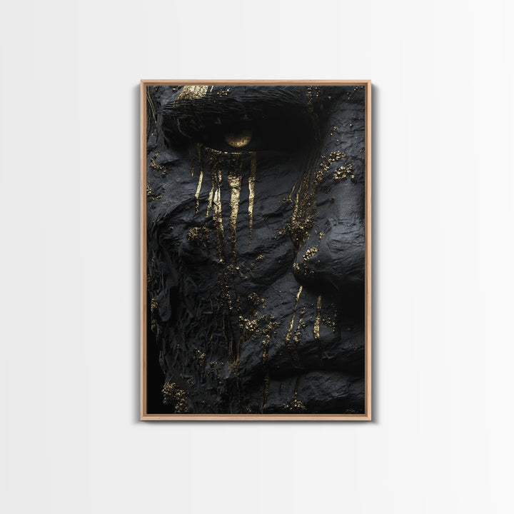 Viking God Odin Canvas Gold Art, Norse Mythology Inspired Canvas Print, Real Wood Frame, Powerful Nordic Warrior Wall Decor