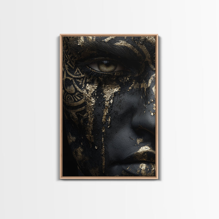 Roman Warrior Canvas Gold Canvas Print, Mythology Wall Art, Luxury Home Decor, Ancient History Artwork, Real Wood Frame