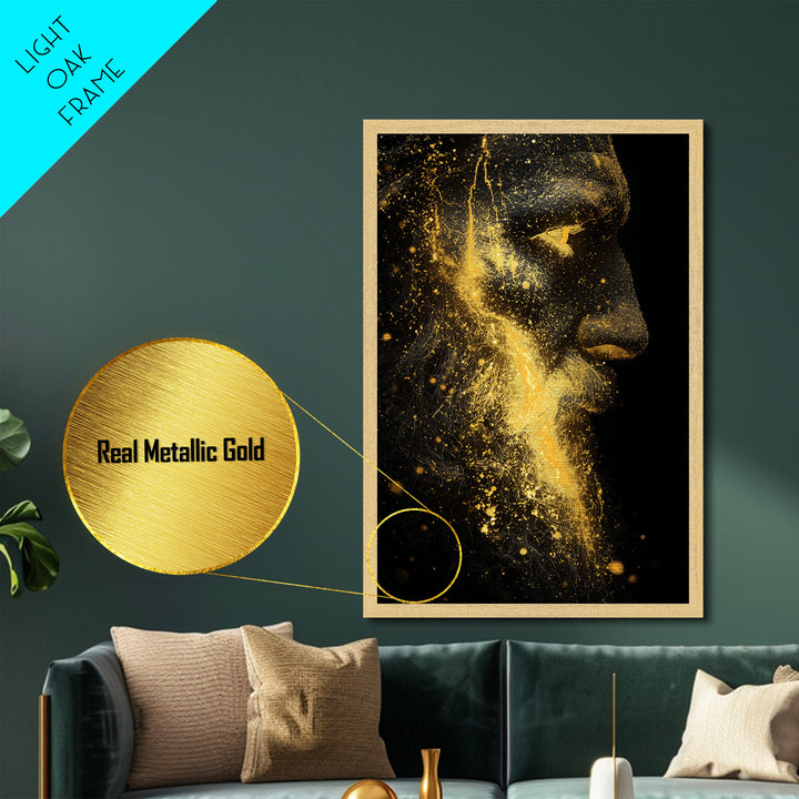 Augustus Caesar Metallic Gold Metal Print, Classical Roman Wall Art, Regal Historical Decor, Myth Inspired Artwork, Wood Frame