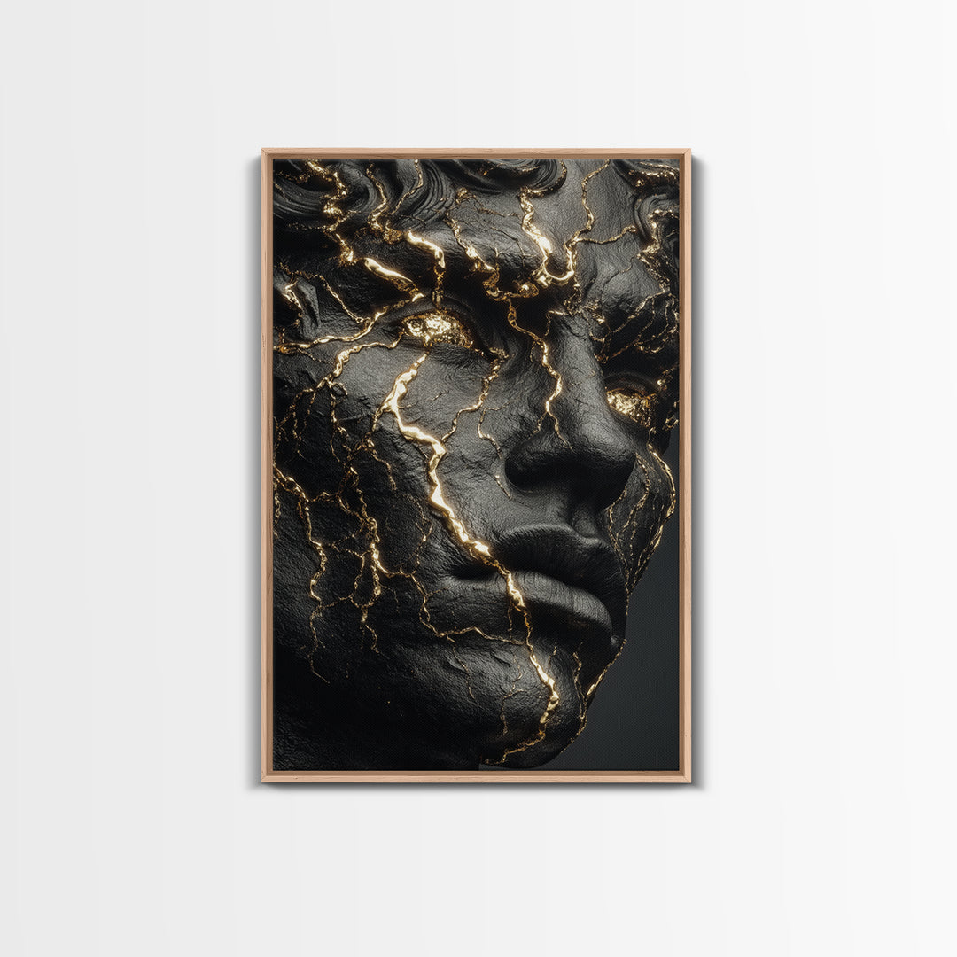 Emperor Portrait Canvas Gold Canvas Print, Ancient Roman Wall Art, Museum Style Home Decor, Classical Warrior Artwork, Wood Frame