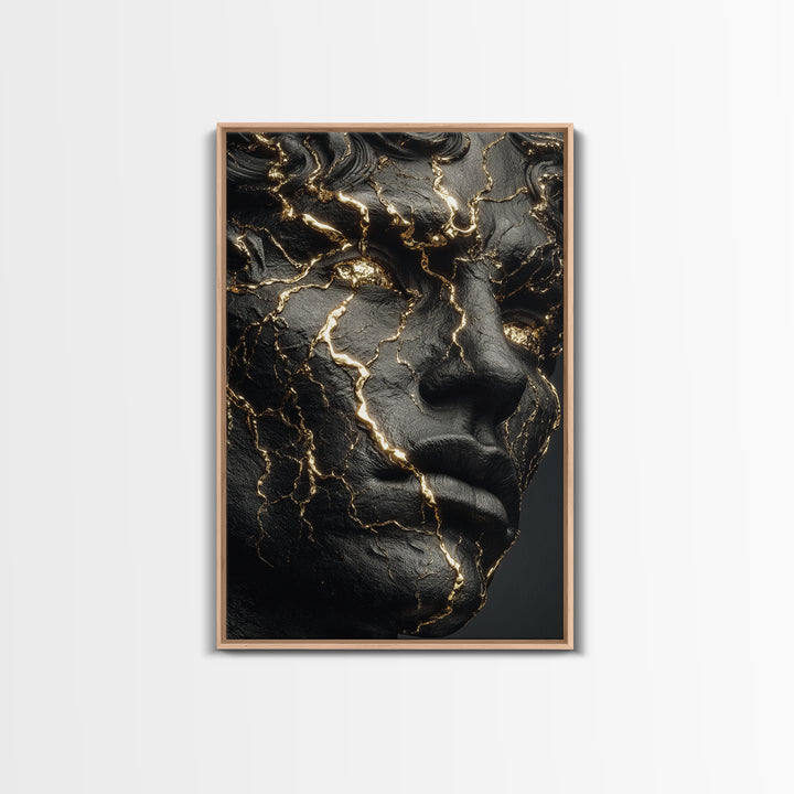 Emperor Portrait Canvas Gold Canvas Print, Ancient Roman Wall Art, Museum Style Home Decor, Classical Warrior Artwork, Wood Frame