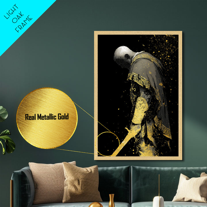 Roman General Metallic Gold Art, Historical Wall Print, Luxury Myth Inspired Home Decor, Collectible Ancient Artwork, Real Wood Frame