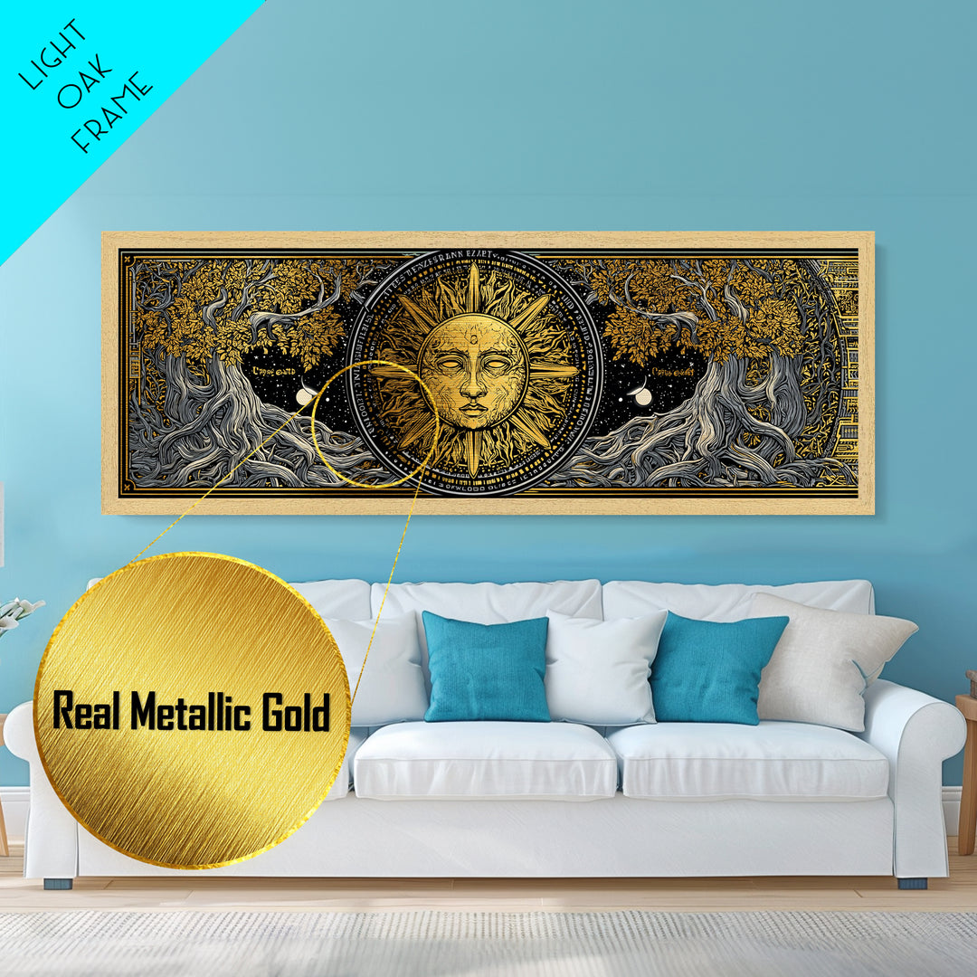 Coeus Titan Of Intellect Artwork, Greek Mythology Inspired Metallic Gold Metal Print, Ancient Titan Wall Art, Real Wood Frame