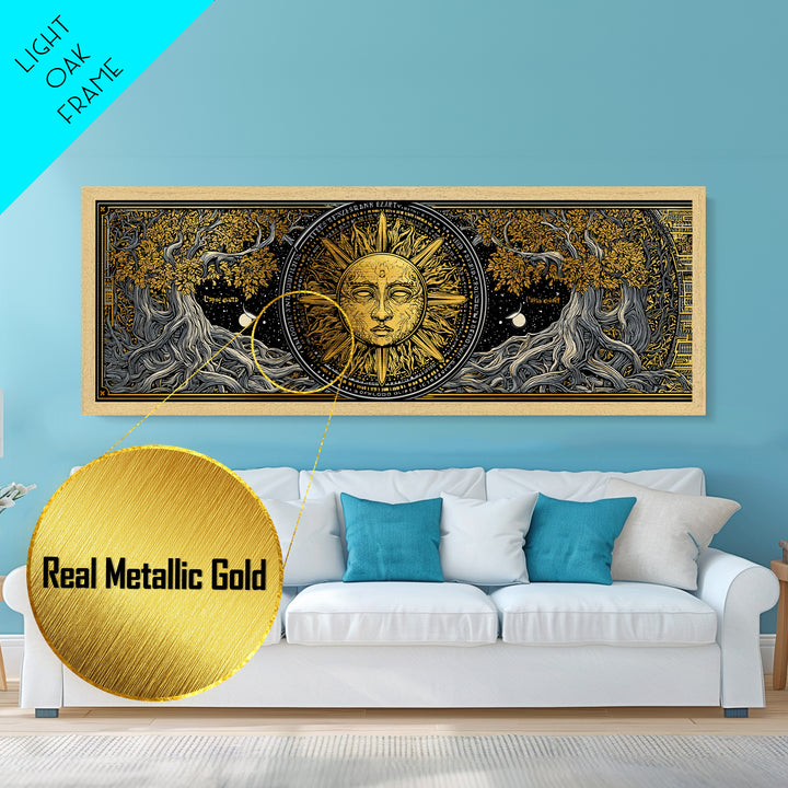 Coeus Titan Of Intellect Artwork, Greek Mythology Inspired Metallic Gold Metal Print, Ancient Titan Wall Art, Real Wood Frame