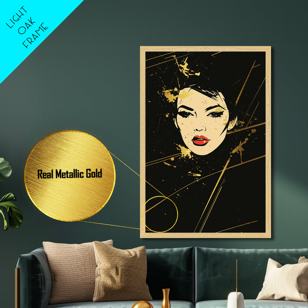 Witch’s Spell Metallic Gold Art, Gothic Halloween Potion Metal Art Wall Decor with Real Wood Frame