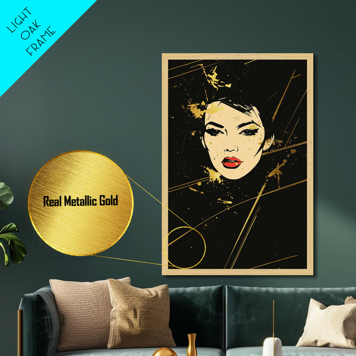 Witch’s Spell Metallic Gold Art, Gothic Halloween Potion Metal Art Wall Decor with Real Wood Frame
