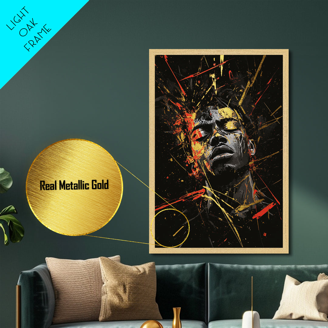 Dark Sorcerer Metallic Gold Art | Spooky Haunted Halloween Wall Decor | Metal Art with Real Wood Frame