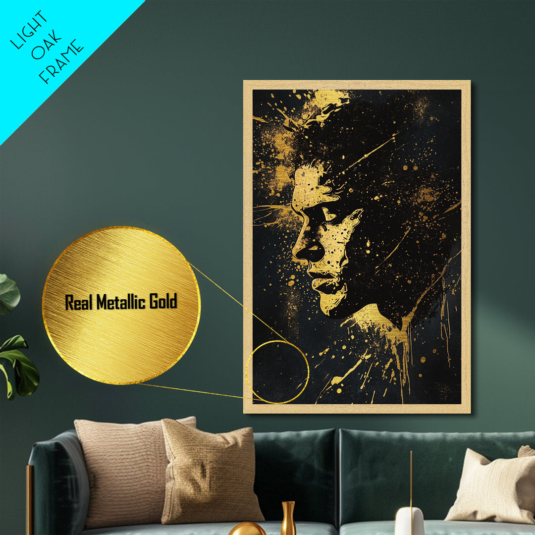 Witchy Woman Silhouette Metallic Gold Art | Enchanted Halloween Metal Art with Real Wood Frame for Spooky Season Wall Decor