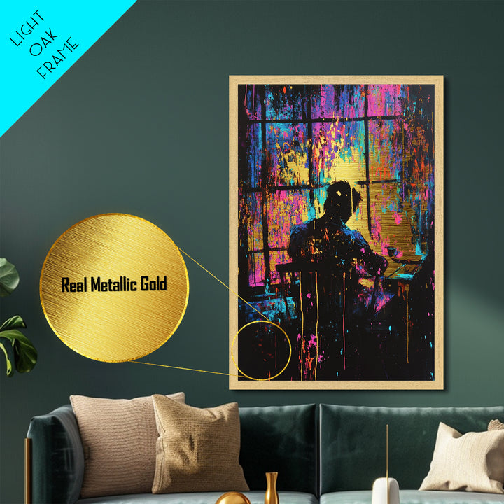 Creepy Halloween Silhouette Metallic Gold Art | Haunted Horror Metal Art Spooky Season Decor | Real Wood Frame Display
