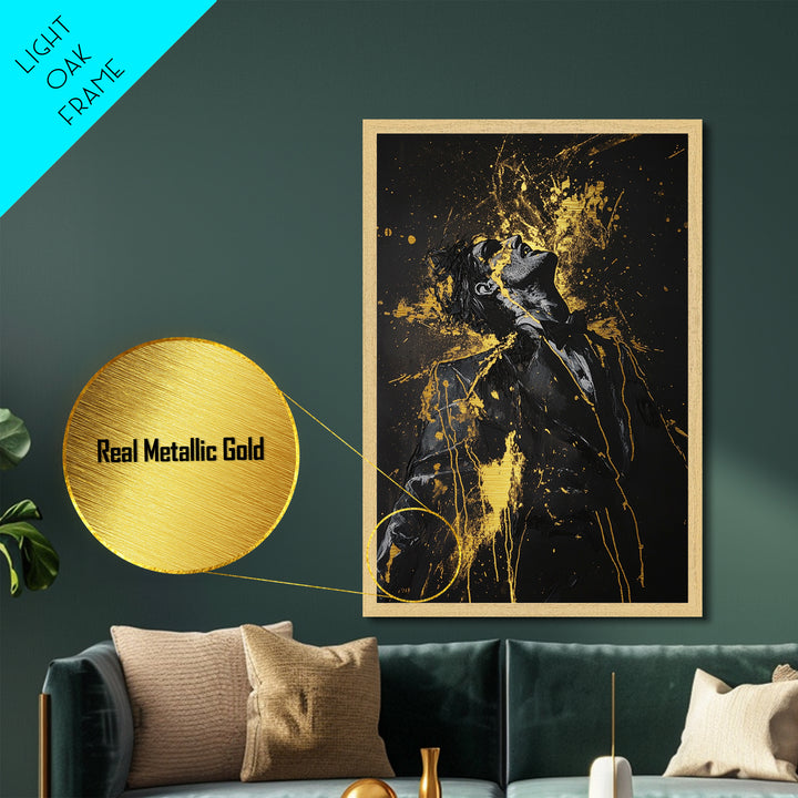 Screaming Woman Metallic Gold Art, Horror Gothic Metal Art with Real Wood Frame, Spooky Halloween Haunted Season Wall Piece